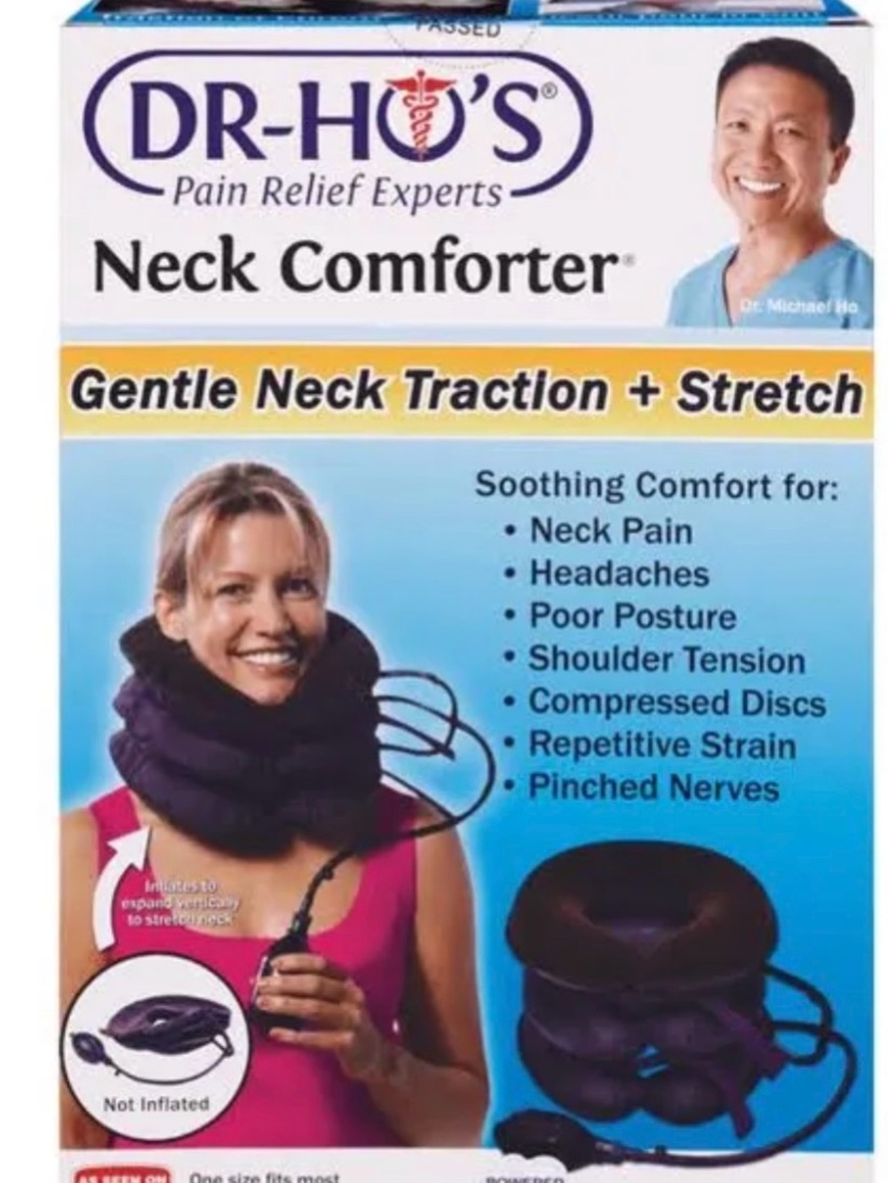 Inflatable Neck Traction Pillow - Purple Accent